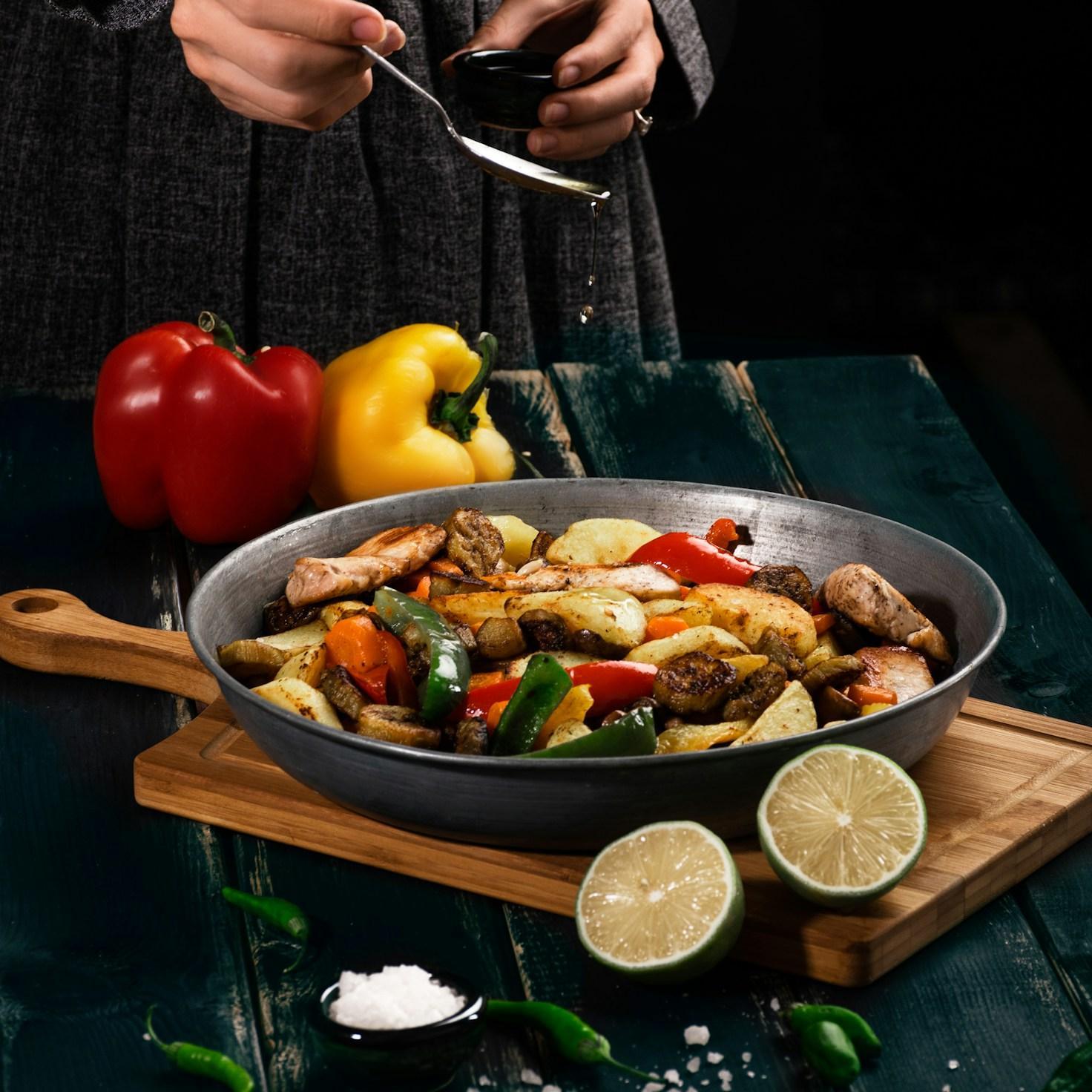 Measured baking ingredients prepared on a counter